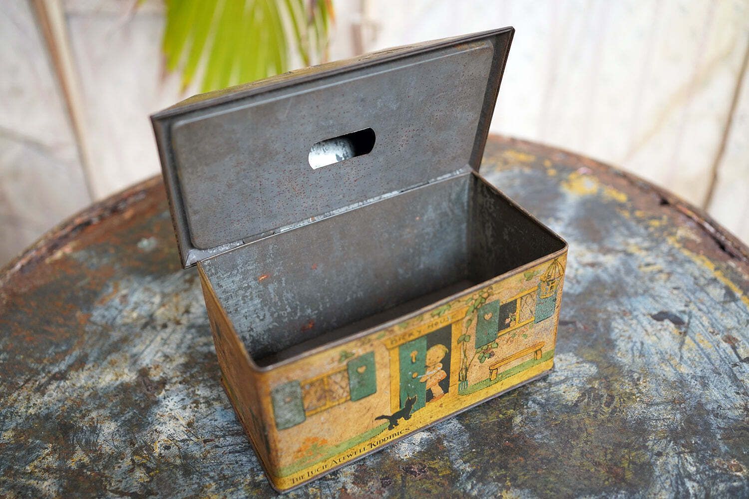 photo buy A Charming C.1930s Crawford & Sons Ltd Tin Biscuit Barrel Money Box; 'Bicky House' By Mabel Lucie Attwell