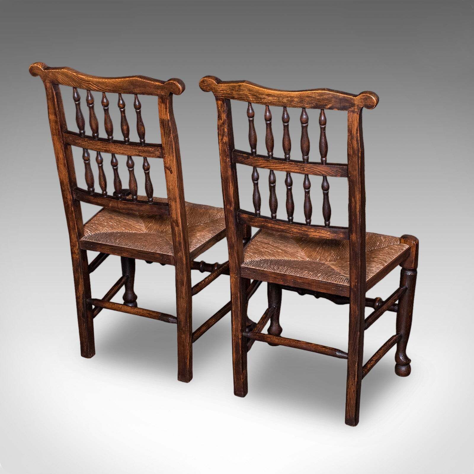 6 Antique Lancashire Dining Chairs, English Beech, Carver, Seat, Edwardian, 1905 photo buy