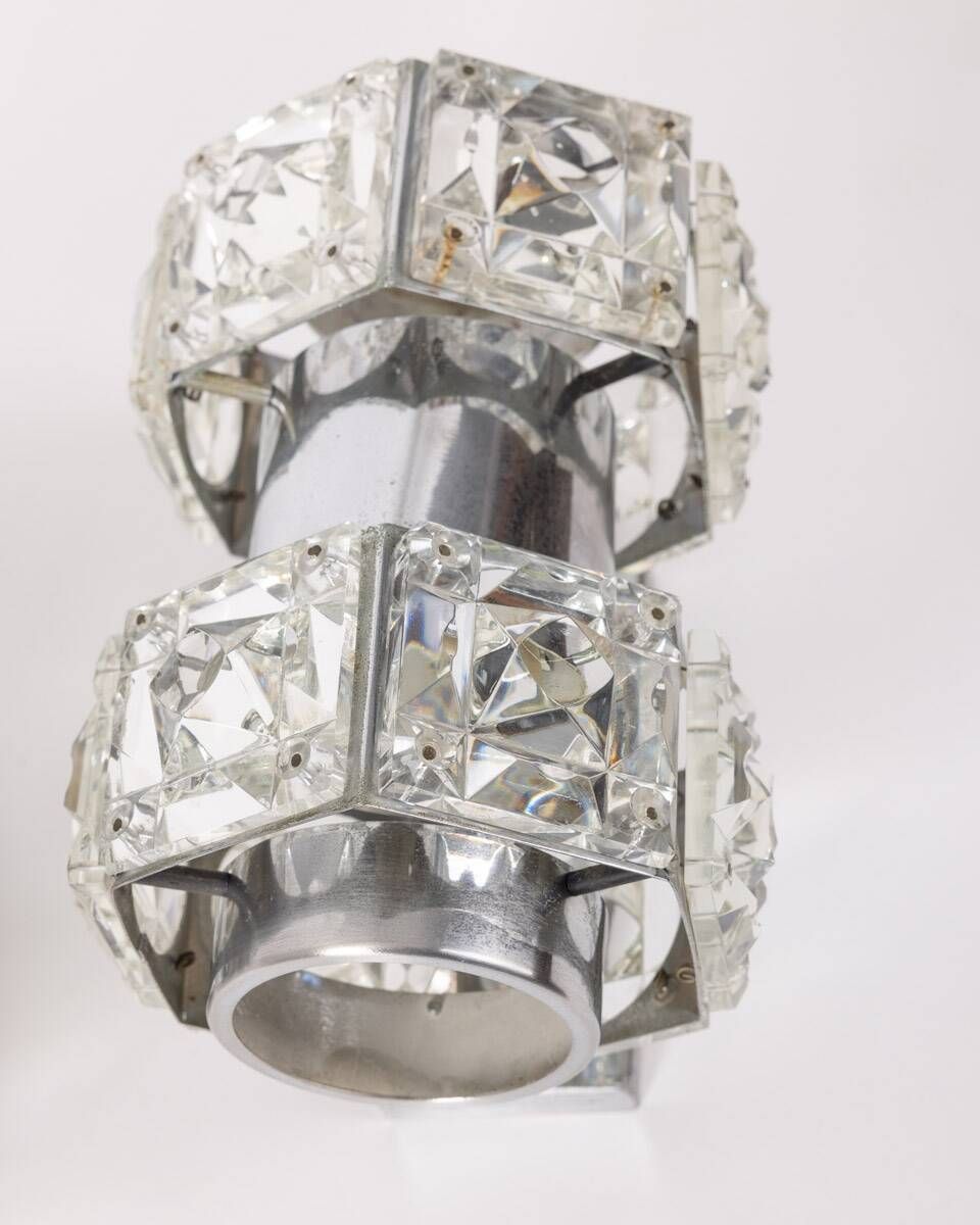 Pair Of Vintage 60s Wall Lamps In Crystal Design Kinkeldey photo for sale