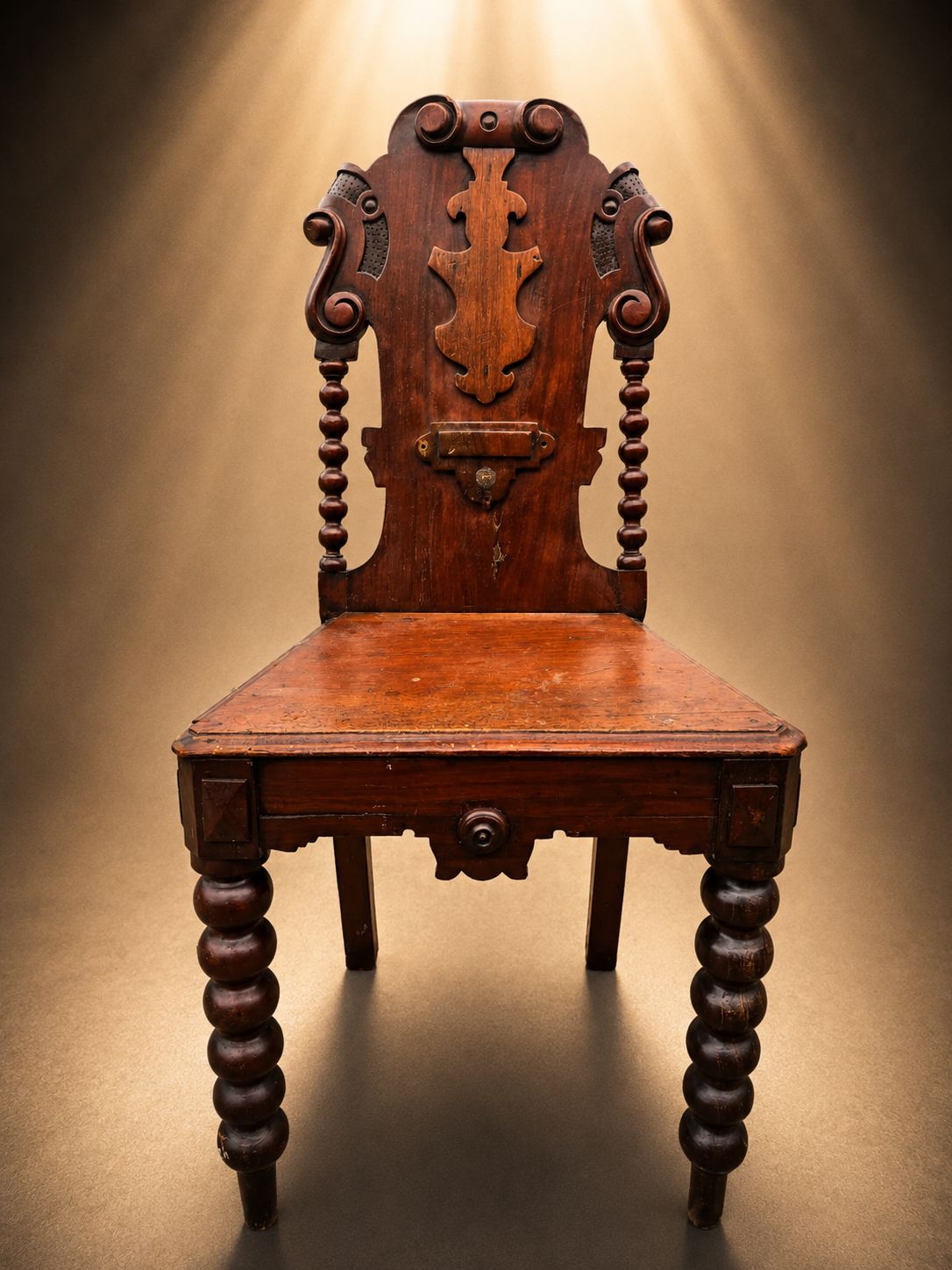 Rare Antique Barley Twist Oak Hall Chair Carved Side Chair photo furniture