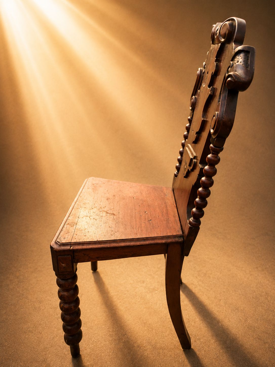 Rare Antique Barley Twist Oak Hall Chair Carved Side Chair photo 540.0