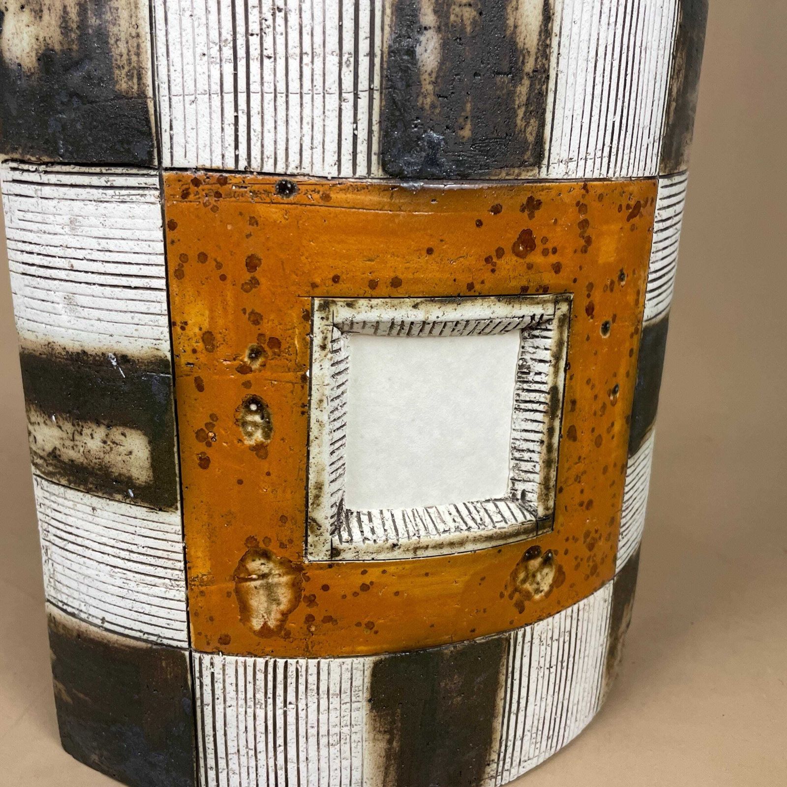 Handmade Ceramic Wall Light African Brutalist Studio Pottery Sconce White Black Mustard Geometric Wall Accent Decor photo furniture
