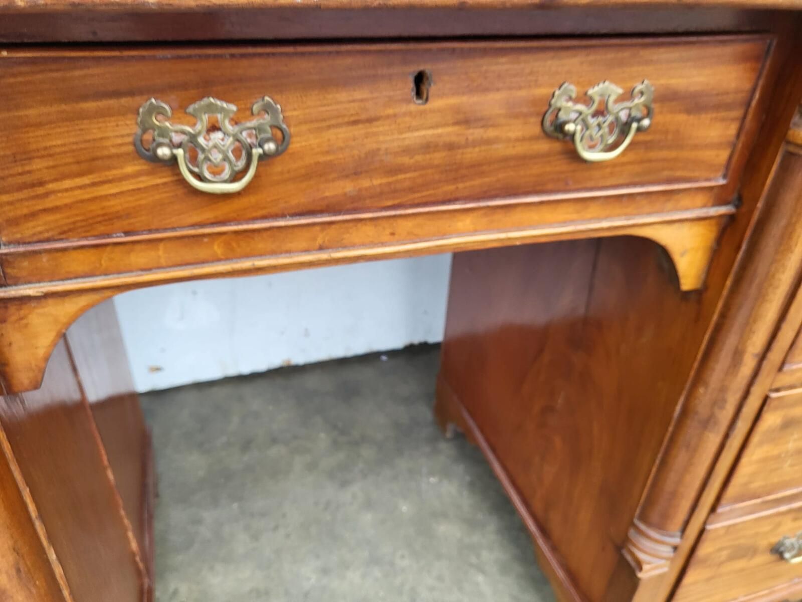 Antique Victorian Small Knee Hole Desk 7 Drawers photo for sale