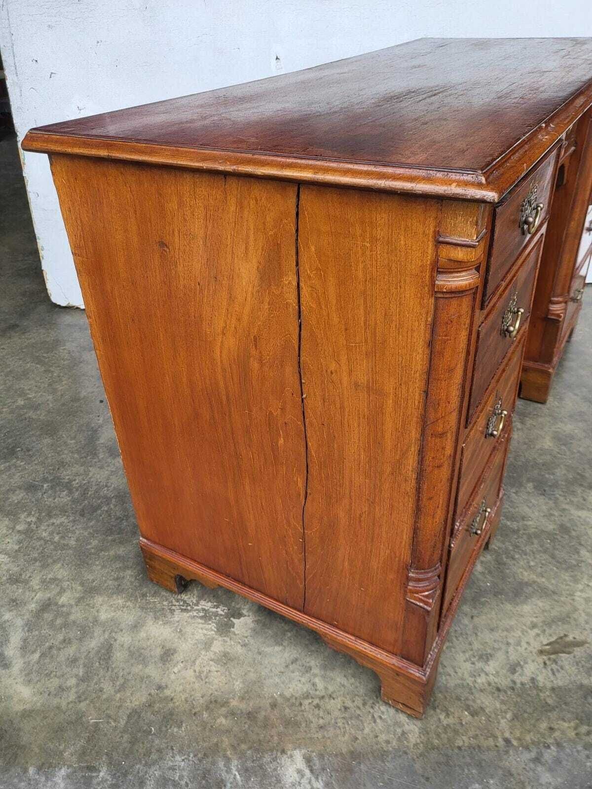 photo furniture Antique Victorian Small Knee Hole Desk 7 Drawers