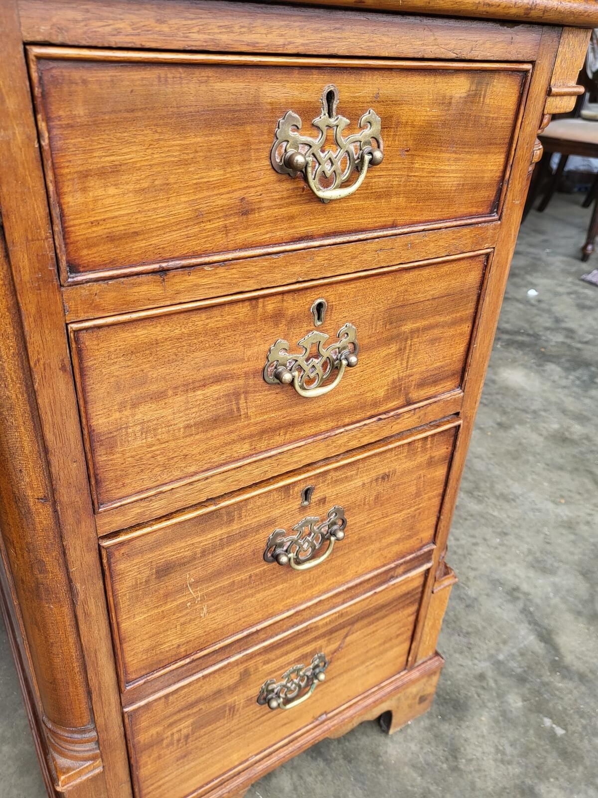 photo for sale Antique Victorian Small Knee Hole Desk 7 Drawers