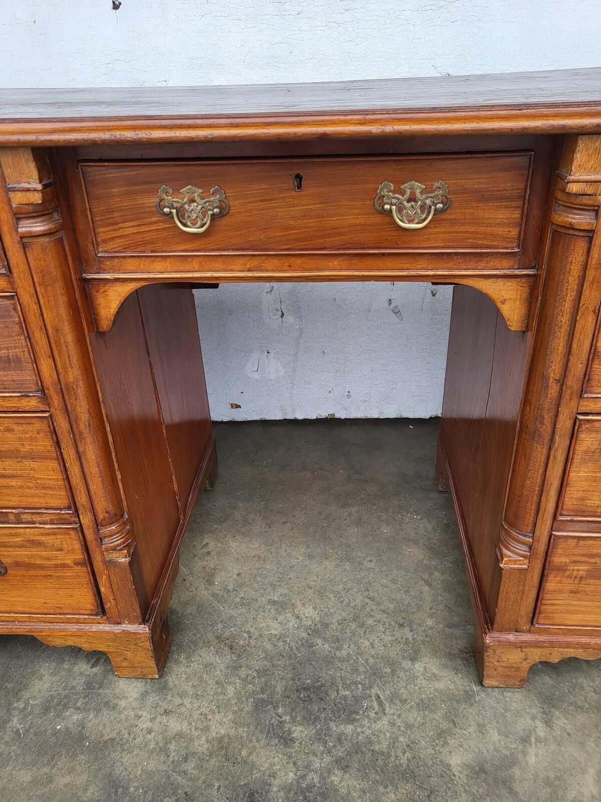 photo buy Antique Victorian Small Knee Hole Desk 7 Drawers