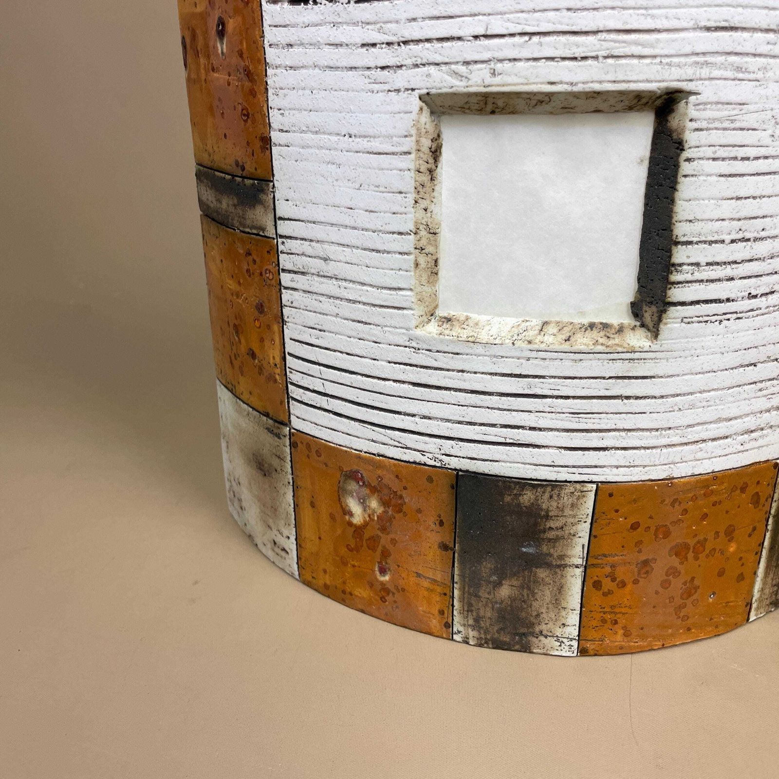 Lighting Handmade Ceramic Wall Light Pair African Brutalist Studio Pottery Sconce White Black Amber Mustard Geometric Wall Accent Decor photo