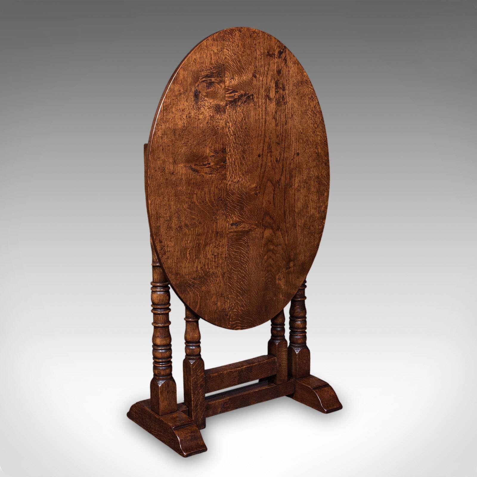 Vintage Folding Oval Occasional Table, English, Gate Leg, Side, Jacobean Revival photo furniture