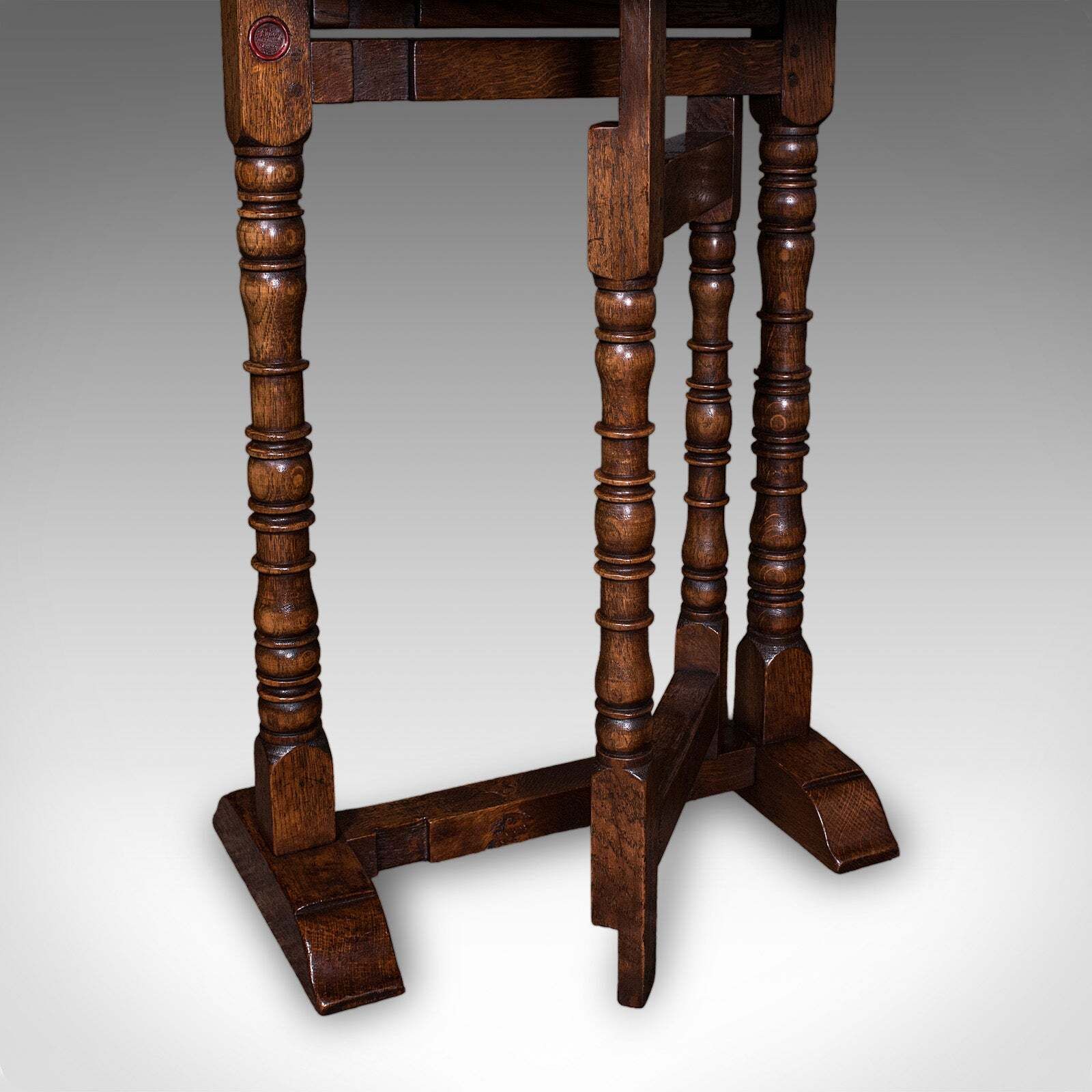 Furniture Vintage Folding Oval Occasional Table, English, Gate Leg, Side, Jacobean Revival photo