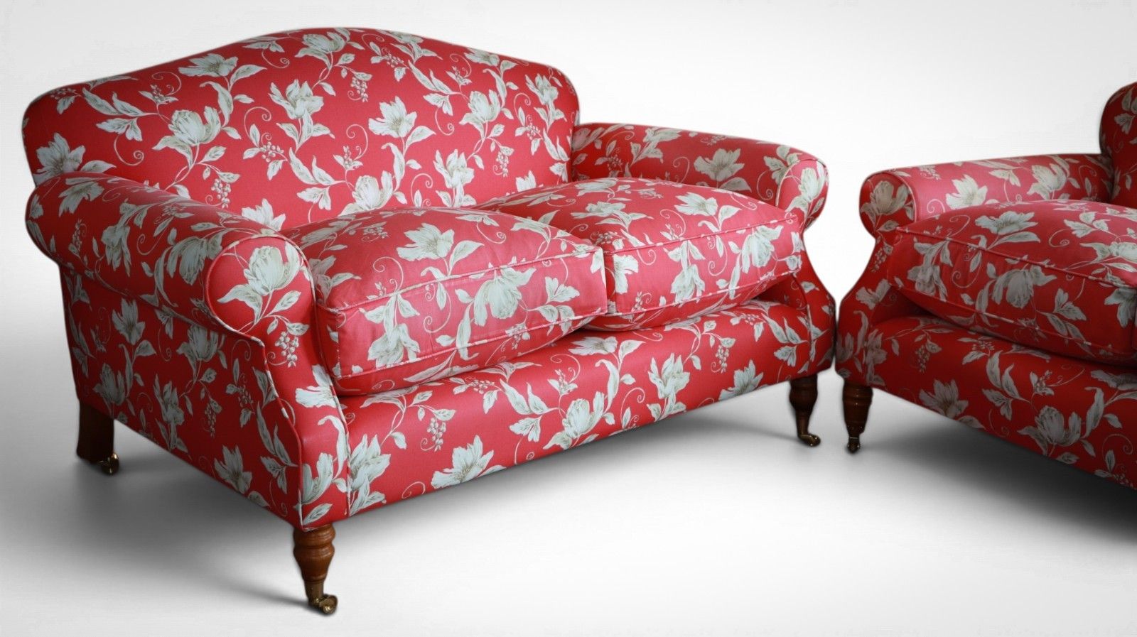 Beaumont And Fletcher George Smith Style Small 2 Seater Sofa Crimson Floral 🚚 photo furniture