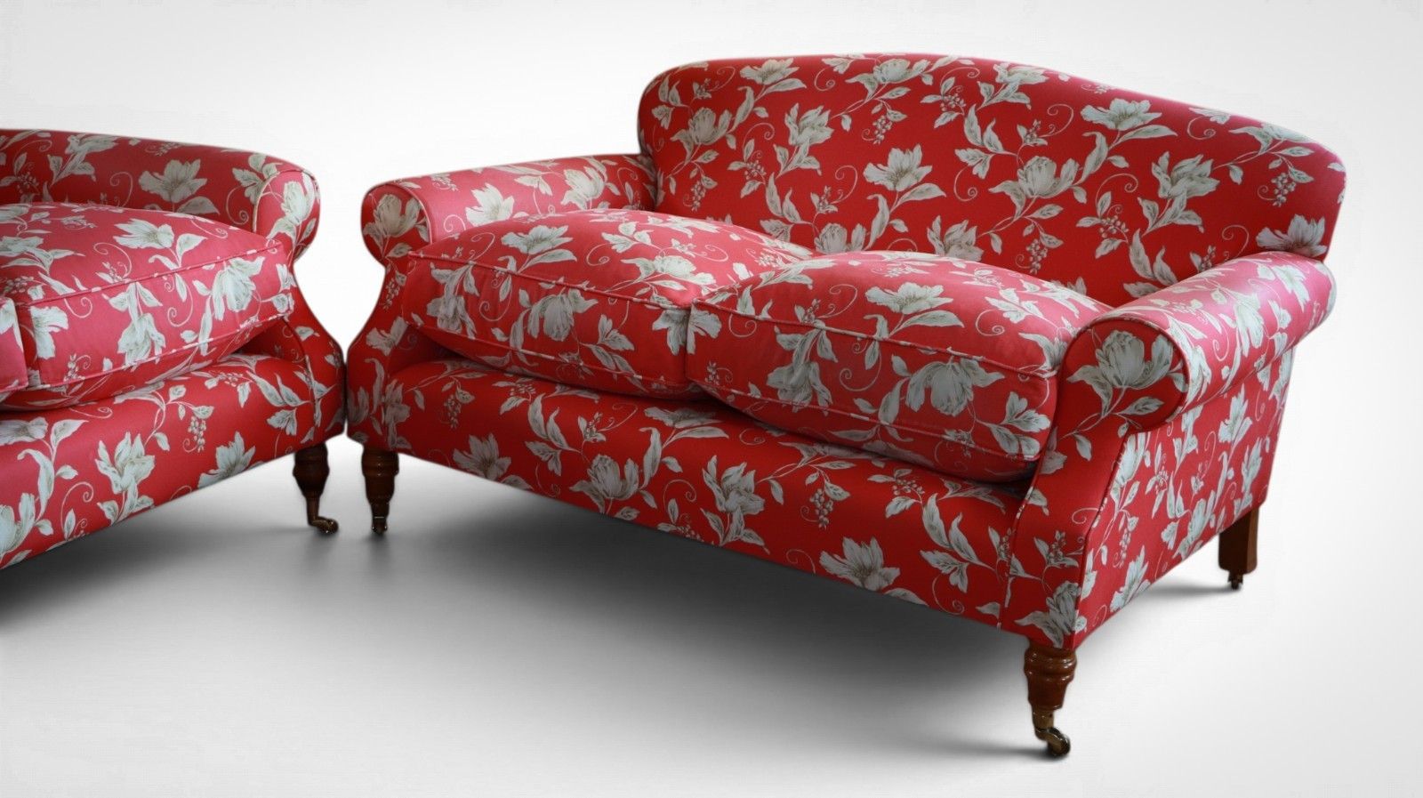 Beaumont And Fletcher George Smith Style Small 2 Seater Sofa Crimson Floral 🚚 photo for sale