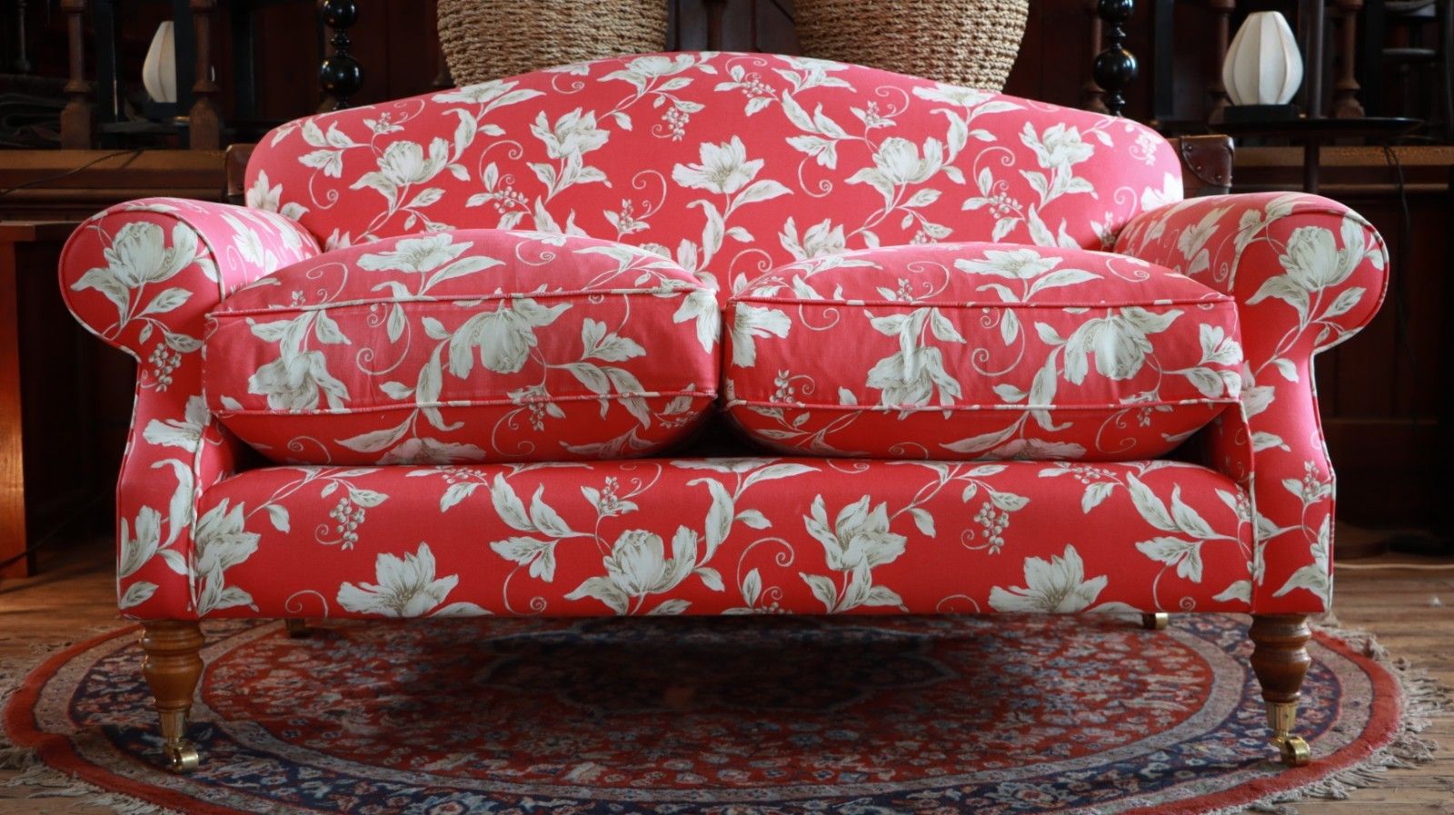 Beaumont And Fletcher George Smith Style Small 2 Seater Sofa Crimson Floral 🚚 photo 2200.0