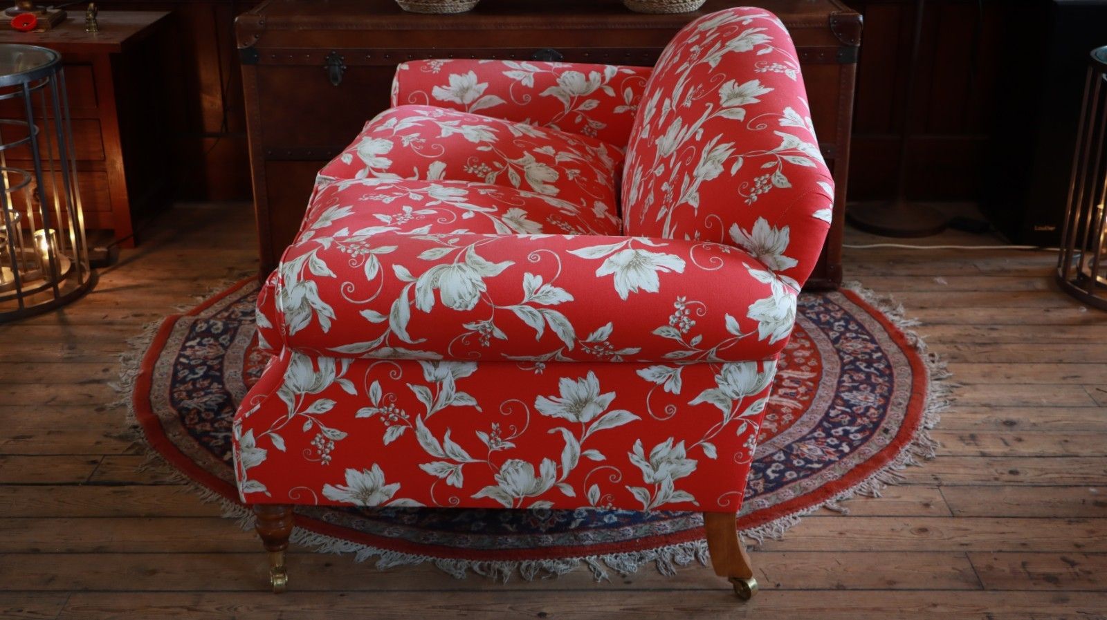 2200.0 Beaumont And Fletcher George Smith Style Small 2 Seater Sofa Crimson Floral 🚚 photo