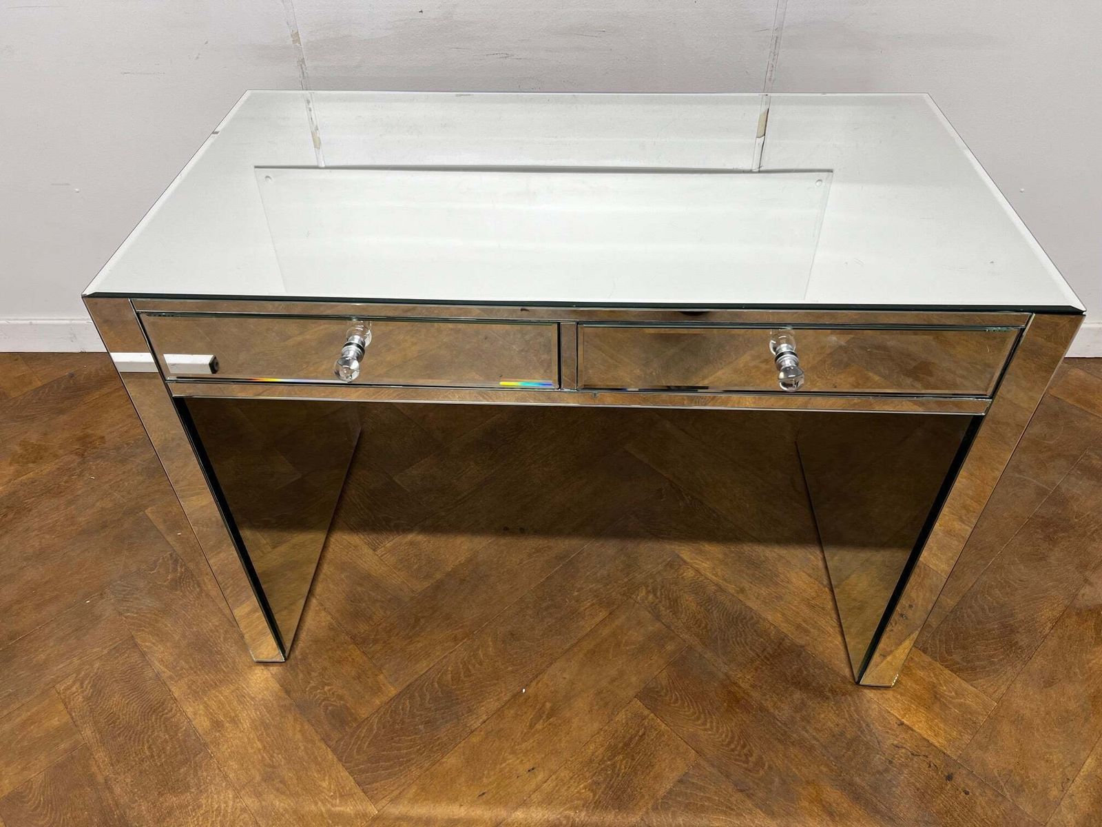 Art Deco Style Glazed Mirrored 2 Drawer Console/Dressing Table