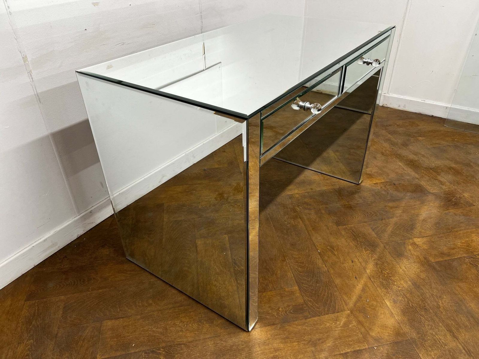 Art Deco Style Glazed Mirrored 2 Drawer Console/Dressing Table photo for sale