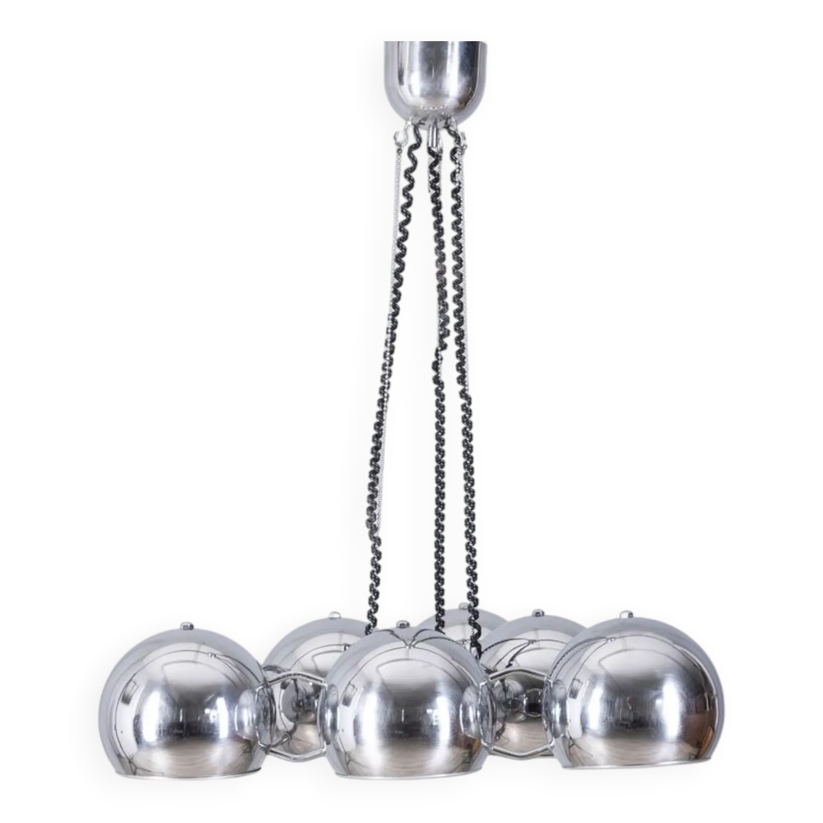Vintage 1970s Chrome Plated Chandelier Designed By Goffredo Reggiani