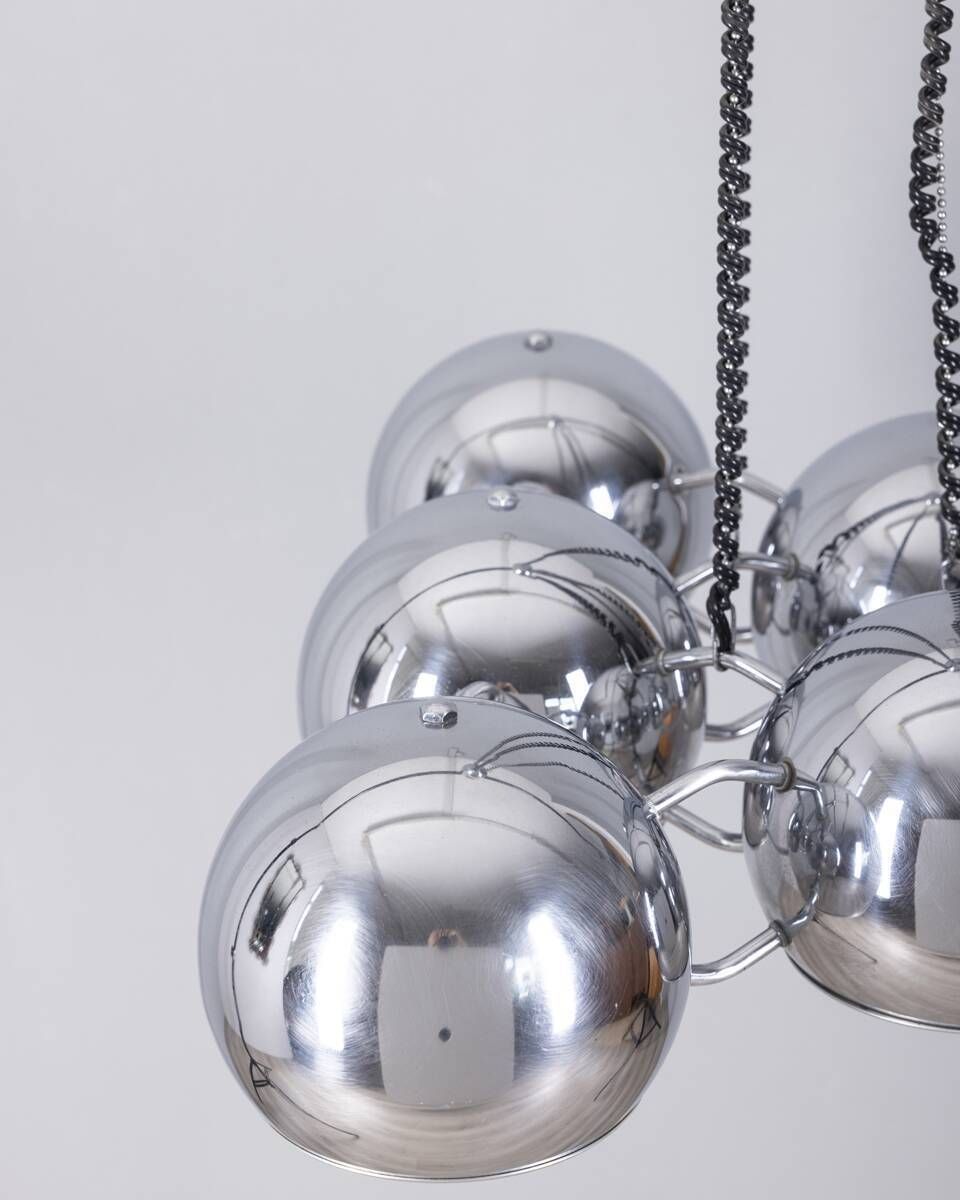 Vintage 1970s Chrome Plated Chandelier Designed By Goffredo Reggiani photo vinterior