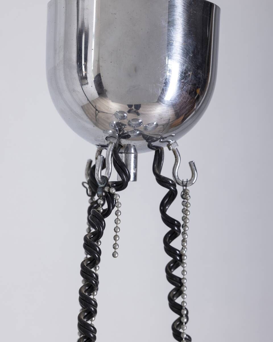 Lighting Vintage 1970s Chrome Plated Chandelier Designed By Goffredo Reggiani photo