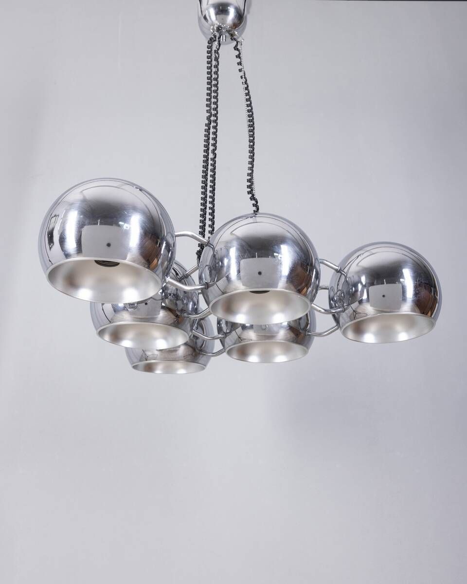 848.0 Vintage 1970s Chrome Plated Chandelier Designed By Goffredo Reggiani photo