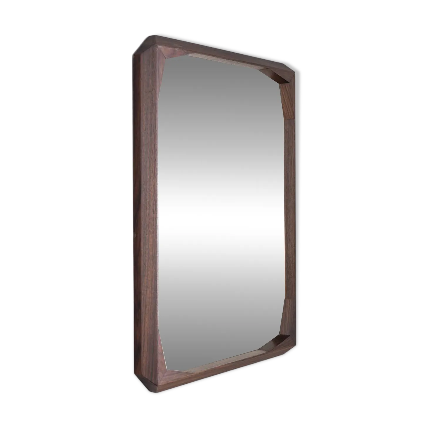 Vintage 1960s Wall Mirror In Walnut Wood Designed By Dino Cavalli