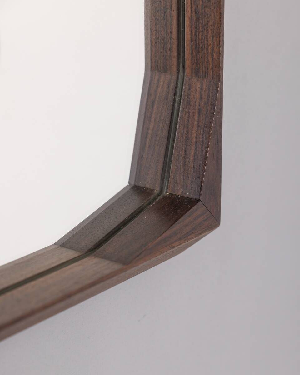 Vintage 1960s Wall Mirror In Walnut Wood Designed By Dino Cavalli photo vinterior