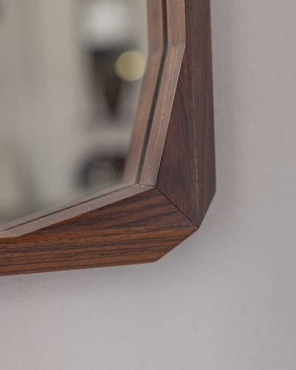 Vintage 1960s Wall Mirror In Walnut Wood Designed By Dino Cavalli photo vintage
