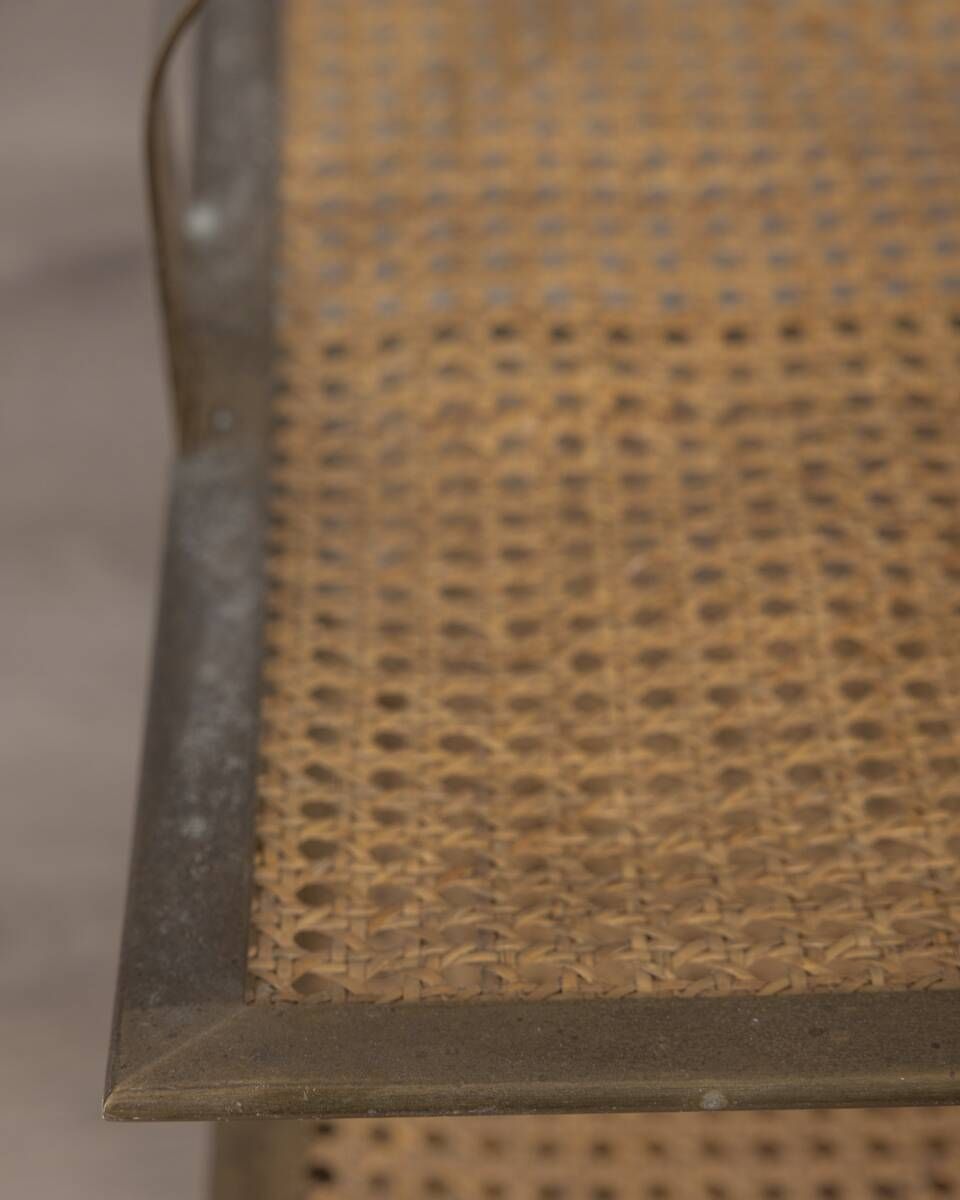 Vintage 1960s Magazine Rack In Brass And Vienna Straw Italian Design photo vinterior