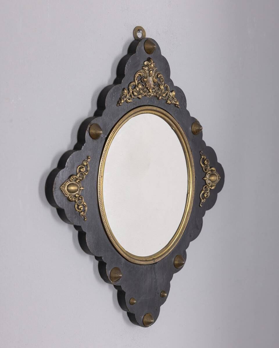 Antique Italian Design Wood And Bronze Wall Mirror photo for sale