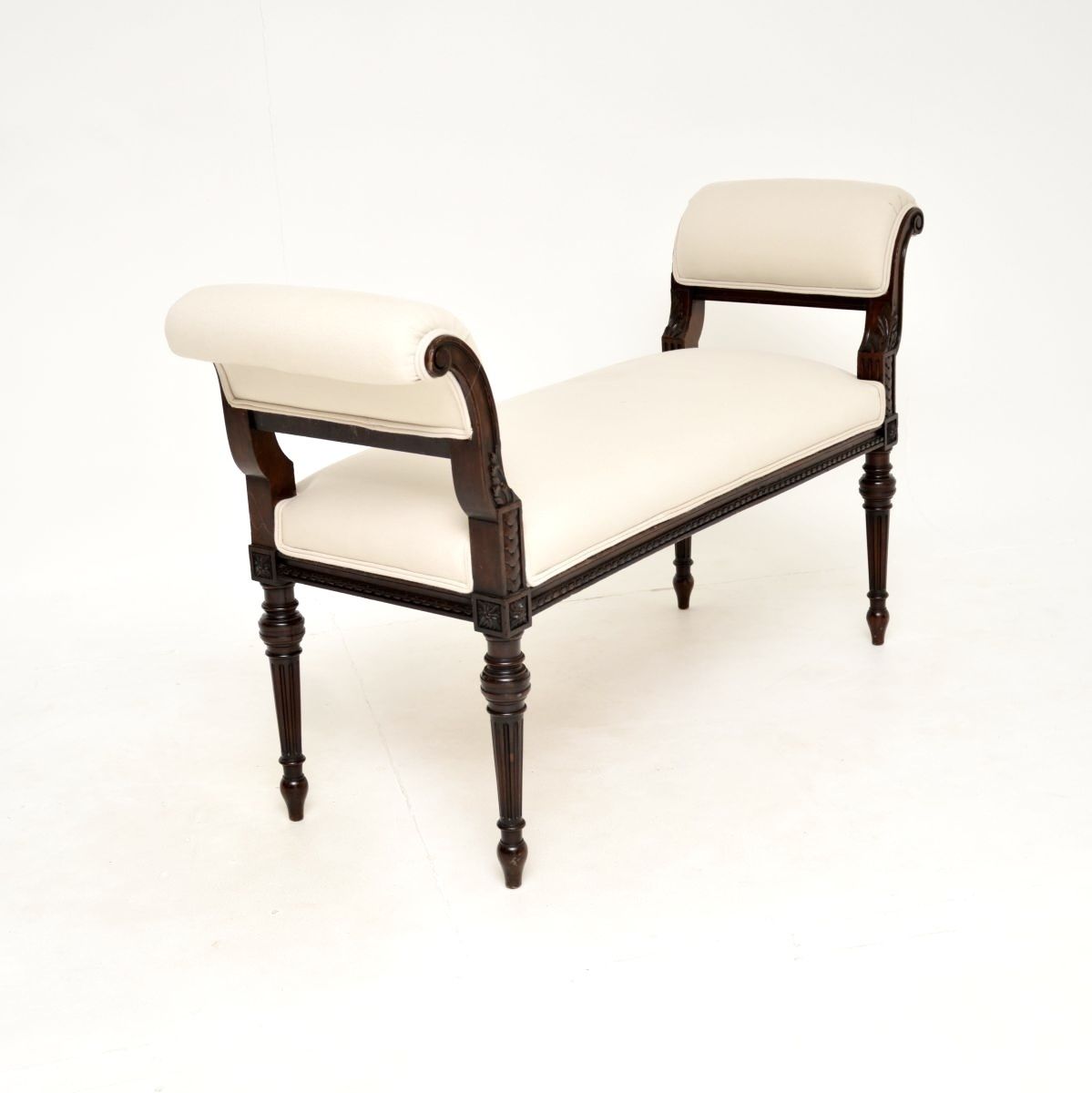 Antique Victorian Carved Mahogany Bench / Stool By Waring And Gillows photo vintage
