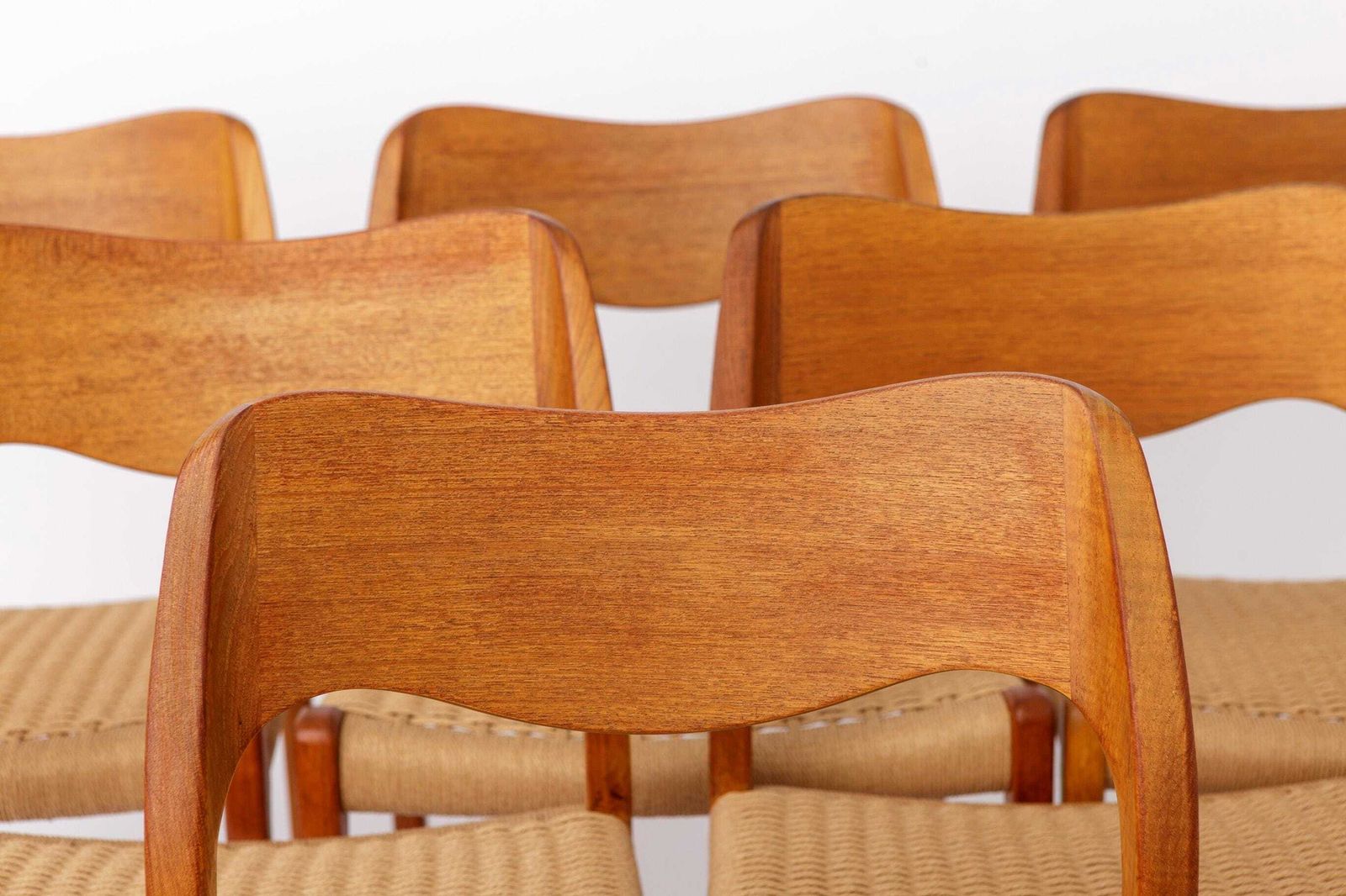 Set Of 6 Niels Otto Møller Model 71 Dining Chairs, 1960s, Danish Mid Century Teak Chairs With Danish Cord Seats, Scandinavian Design photo furniture