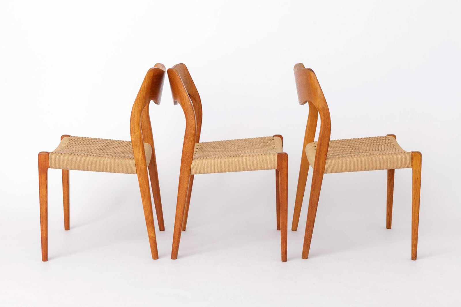 Set Of 6 Niels Otto Møller Model 71 Dining Chairs, 1960s, Danish Mid Century Teak Chairs With Danish Cord Seats, Scandinavian Design photo vintage