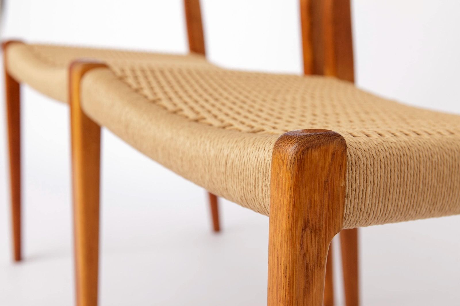 photo for sale Set Of 6 Niels Otto Møller Model 71 Dining Chairs, 1960s, Danish Mid Century Teak Chairs With Danish Cord Seats, Scandinavian Design