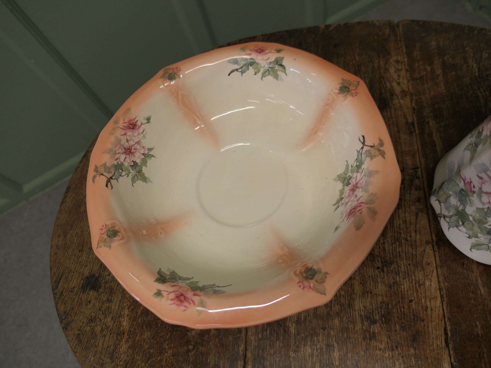 Ironstone Pitcher And Bowl Hand Painted, Pink Roses This Attractive And Colourful Pair photo 420.0