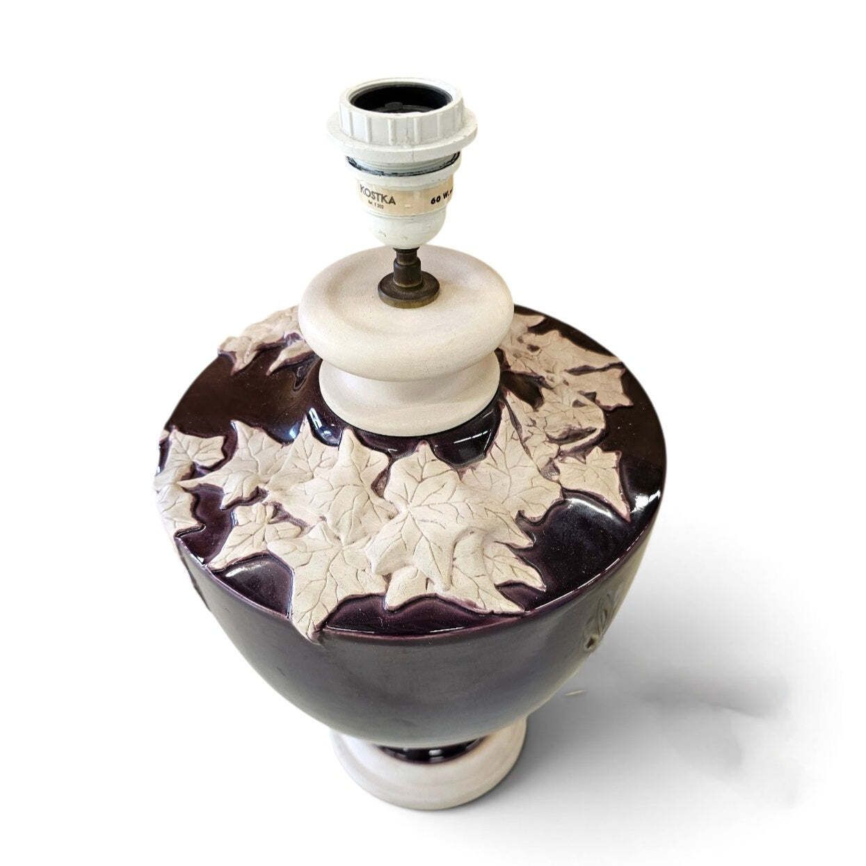 2 X Large Kostka Floral Ceramic Vase Lamp / 1970s / France photo furniture