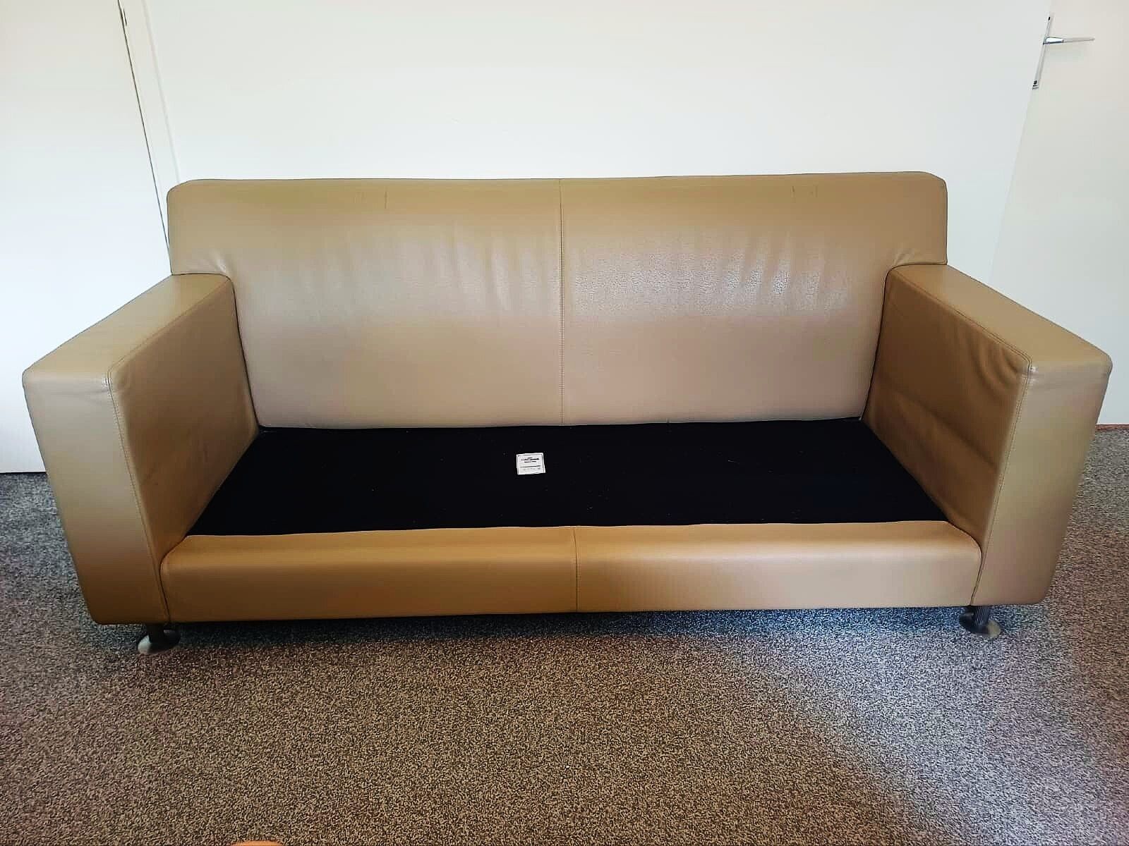 Authentic 1980s Matteograssi Taupe Leather Sofa photo for sale