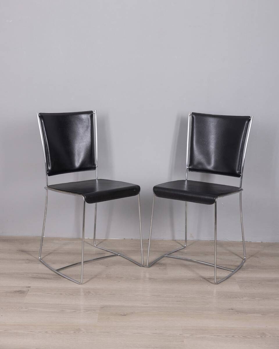 Pair Of Vintage Leather Chairs From The 1990s, Designed By Segis Italia photo furniture