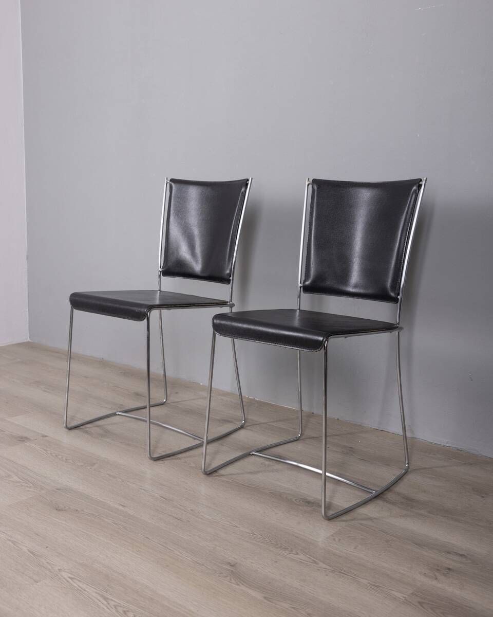 Pair Of Vintage Leather Chairs From The 1990s, Designed By Segis Italia photo 605.0