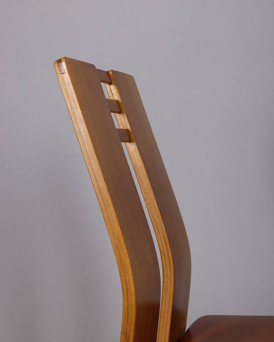 photo furniture Set Of 4 Vintage 1950s Chairs In Wood And Leather, Italian Design