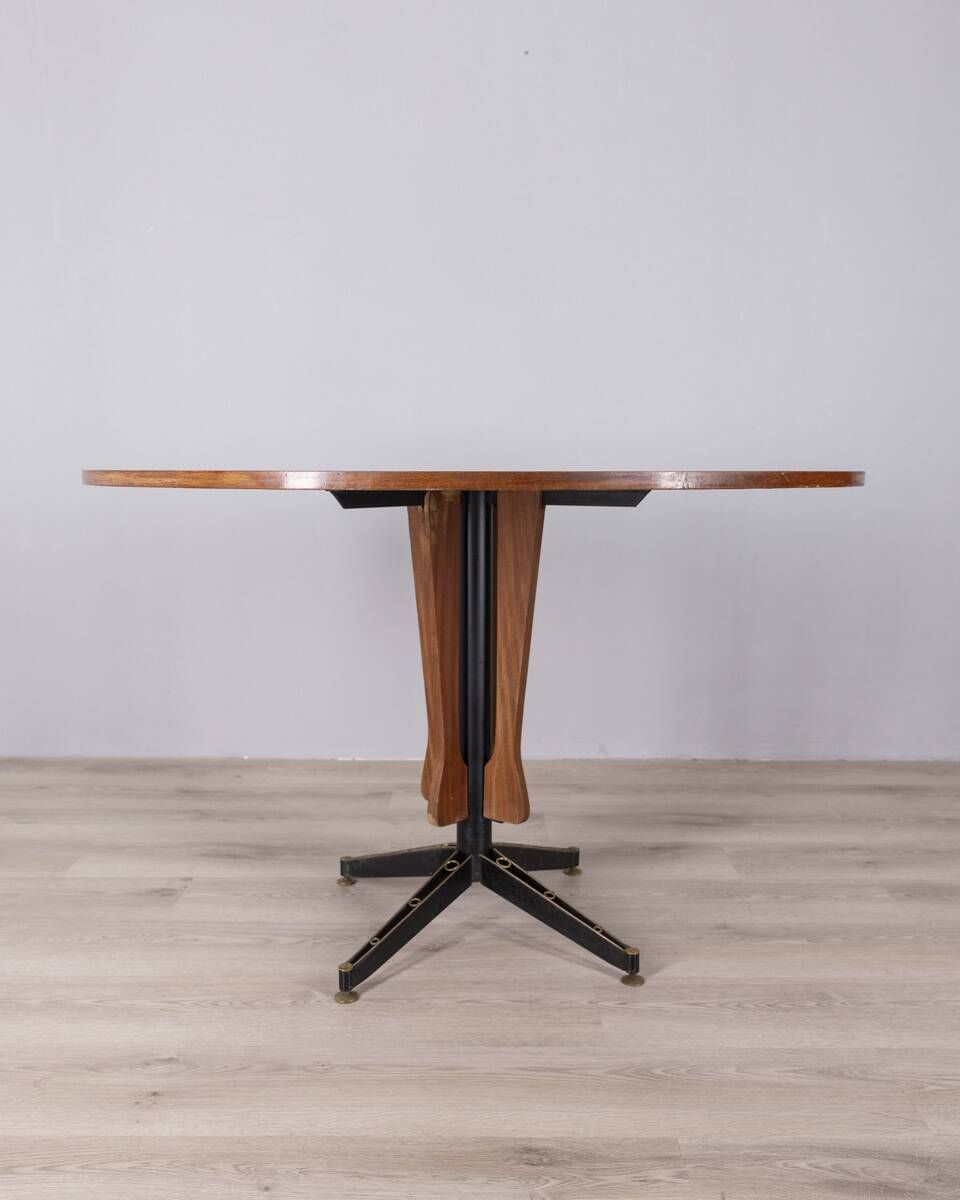 Vintage Wooden Round Table From 1960s Designed By Carlo Ratti For Lissoni photo vinterior