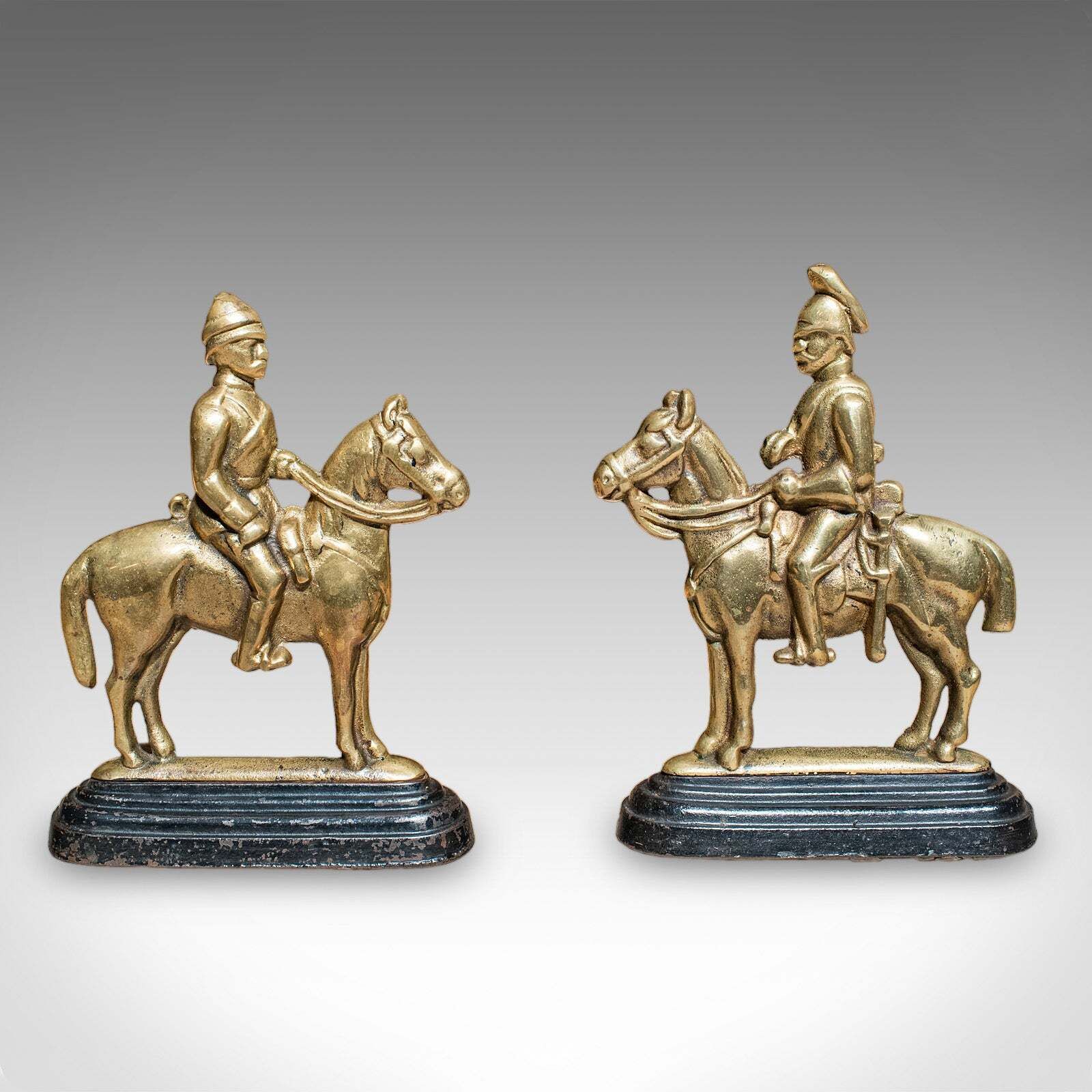Pair Of Antique Mounted Horse Rider Bookends, English, Book Rests, Victorian photo for sale