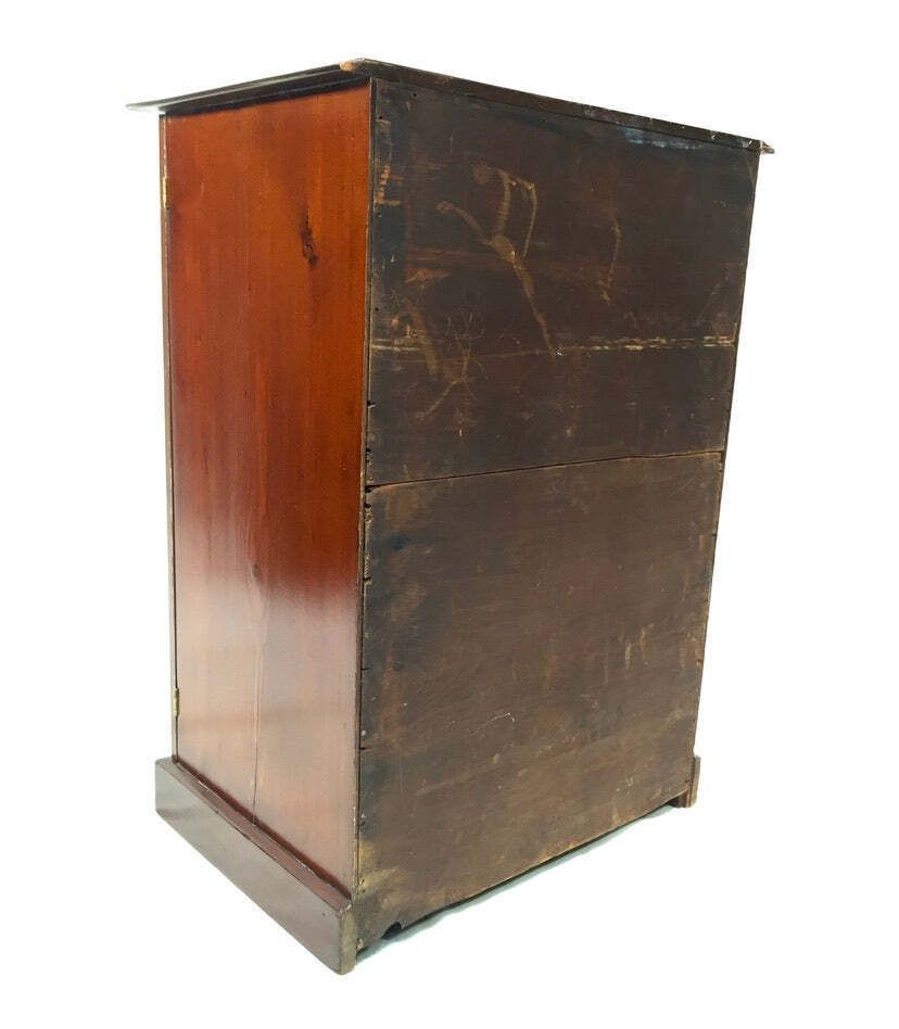 photo vintage Antique Victorian Mahogany & Glass Specimen Collectors Filing Drawer Cabinet