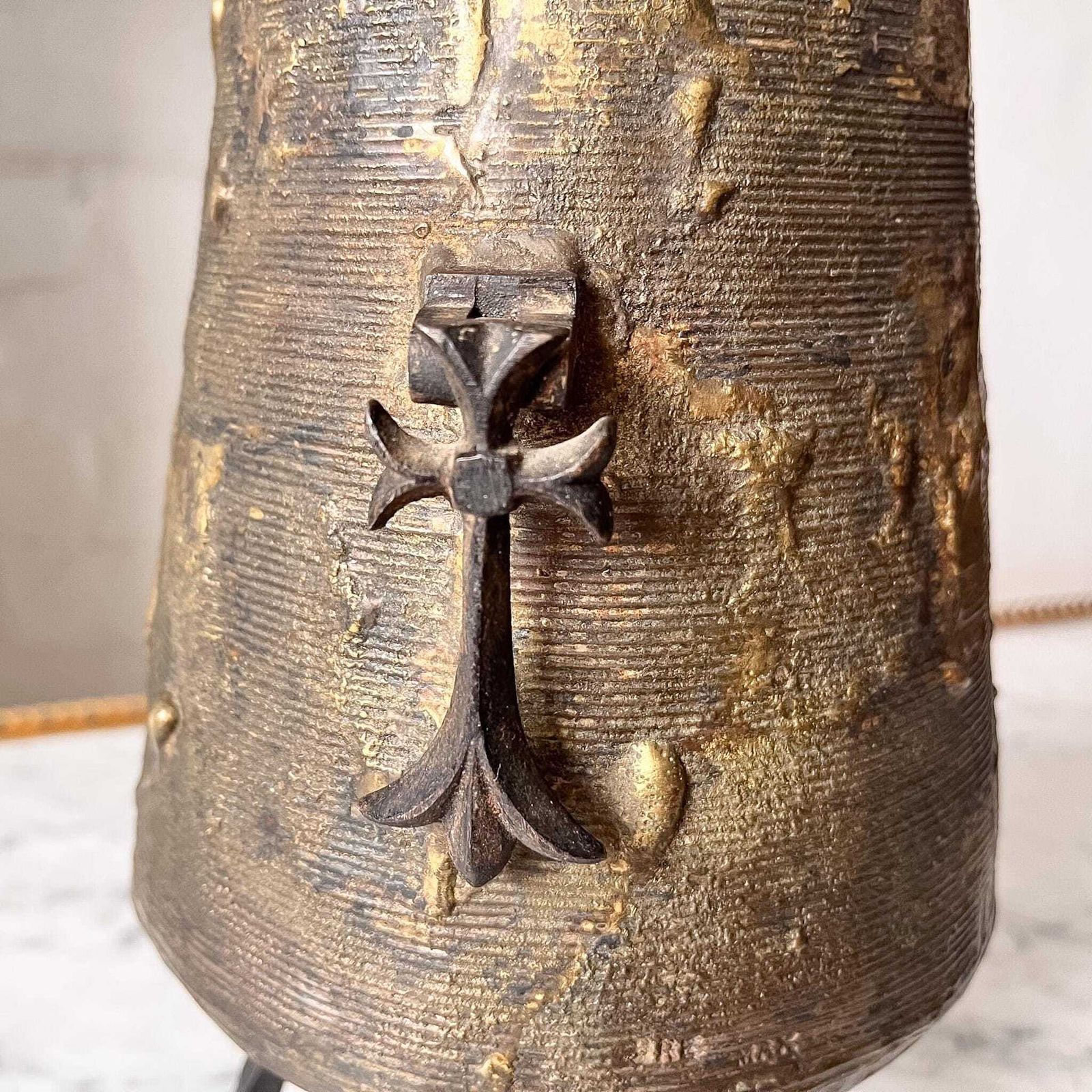 French Brutalist Tripod Lamp In Bronze And Gilt Metal By Max Bre photo furniture