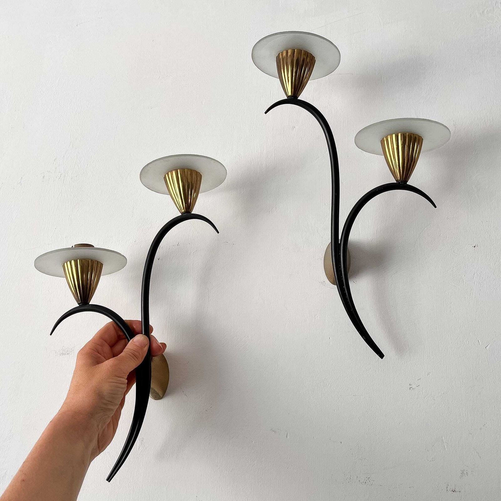 A Pair Of French Mid Century Light Sconces