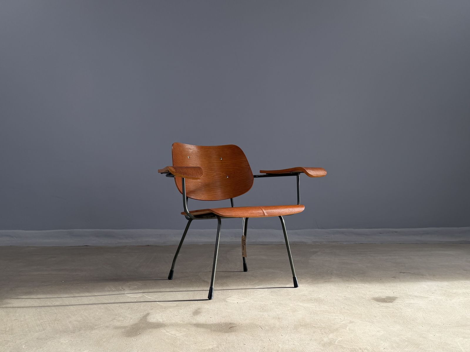 Rare Dutch Modernist Armchair Attributed To Tjerk Reijenga | Bent Plywood & Steel | C.1960s photo vintage