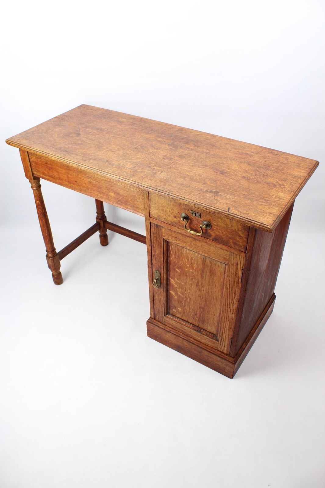 Slim Edwardian Oak Desk, 1910s photo furniture