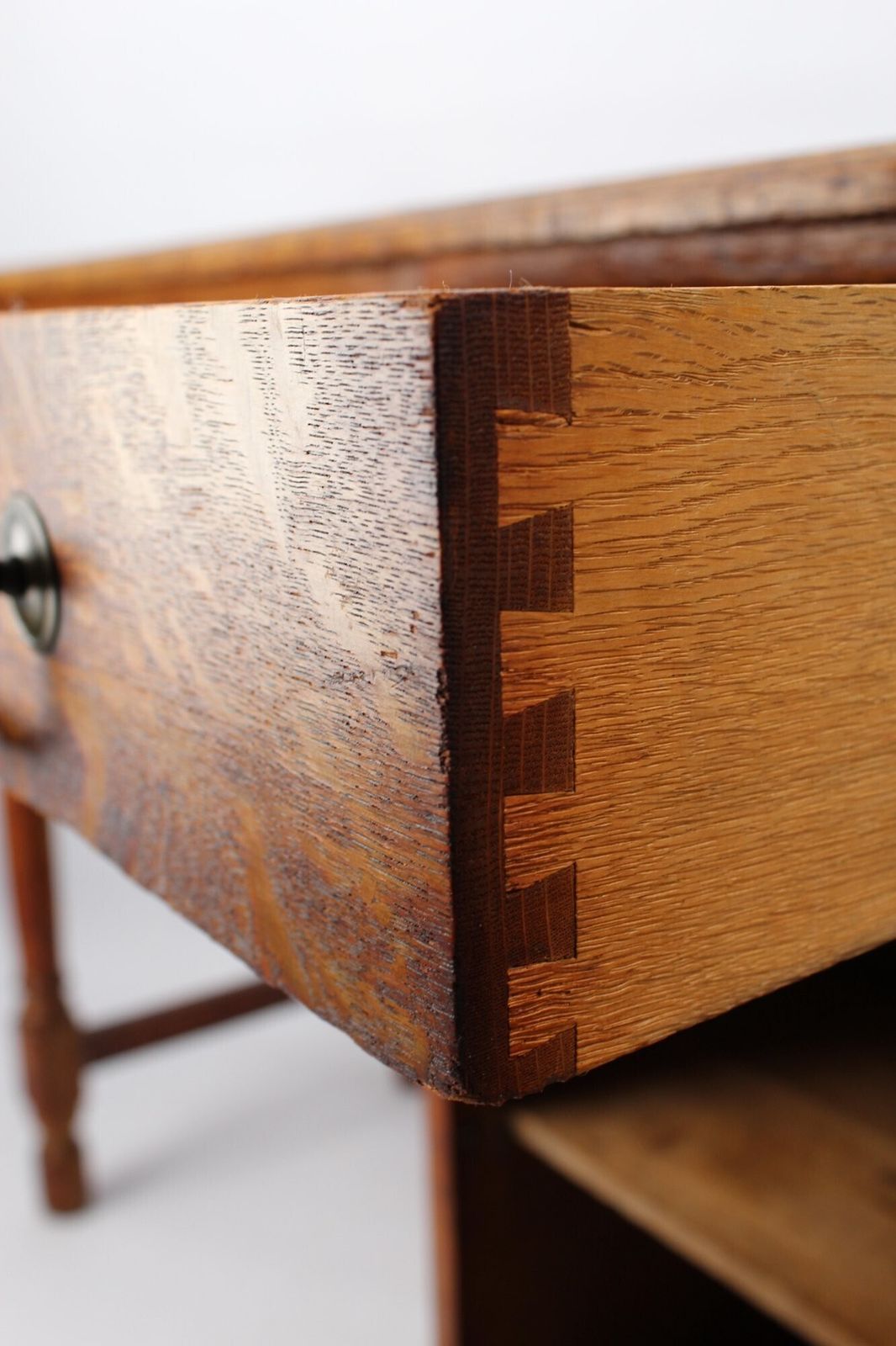 Slim Edwardian Oak Desk, 1910s photo 600.0