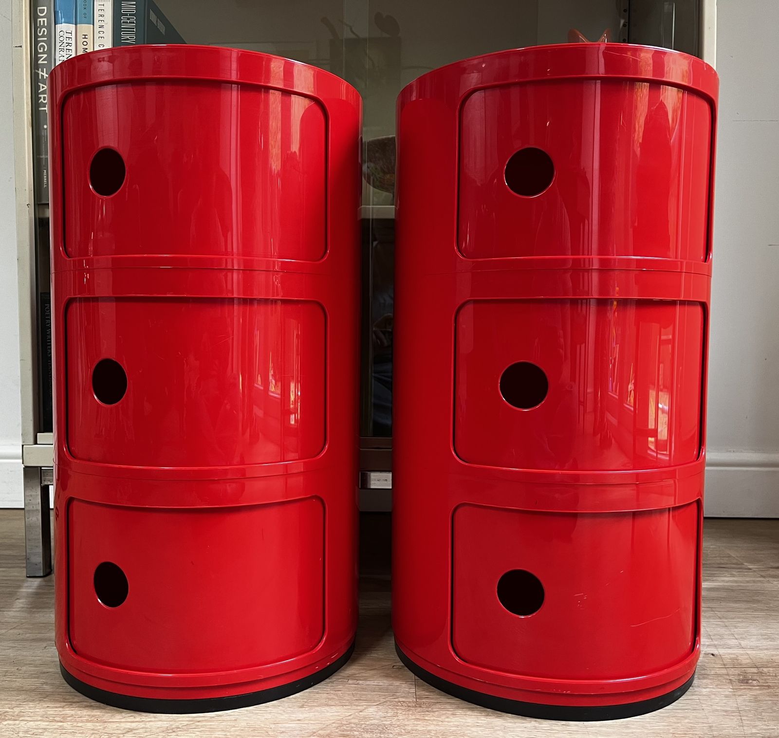 2 4967 Mcm Kartell Componibili 3 Tier Red Storage Bedside Units By Anna Castelli