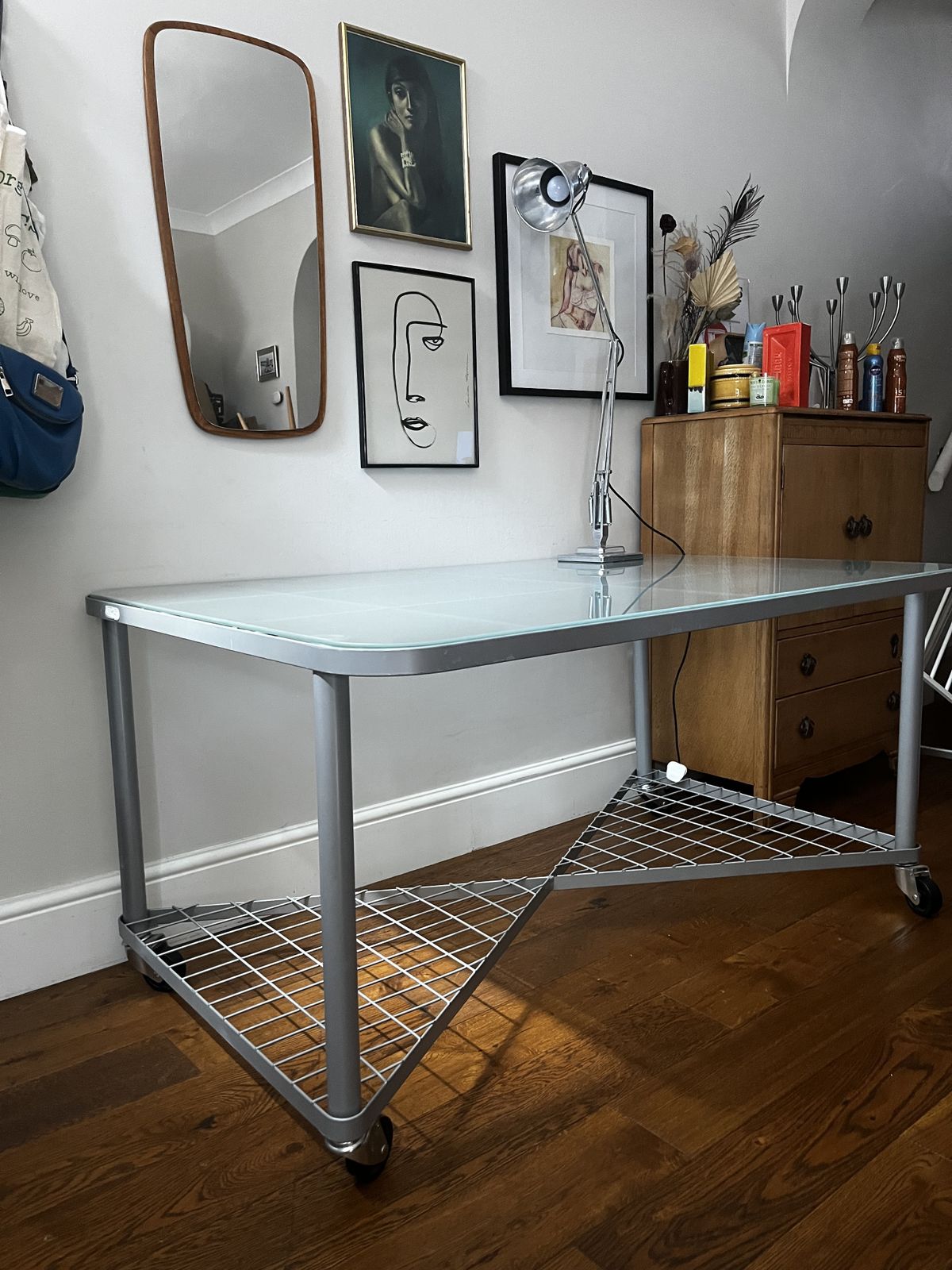 photo for sale Vintage 1990’s Steel & Glass Ikea Moment Desk Designed By Neils Gammelgaard