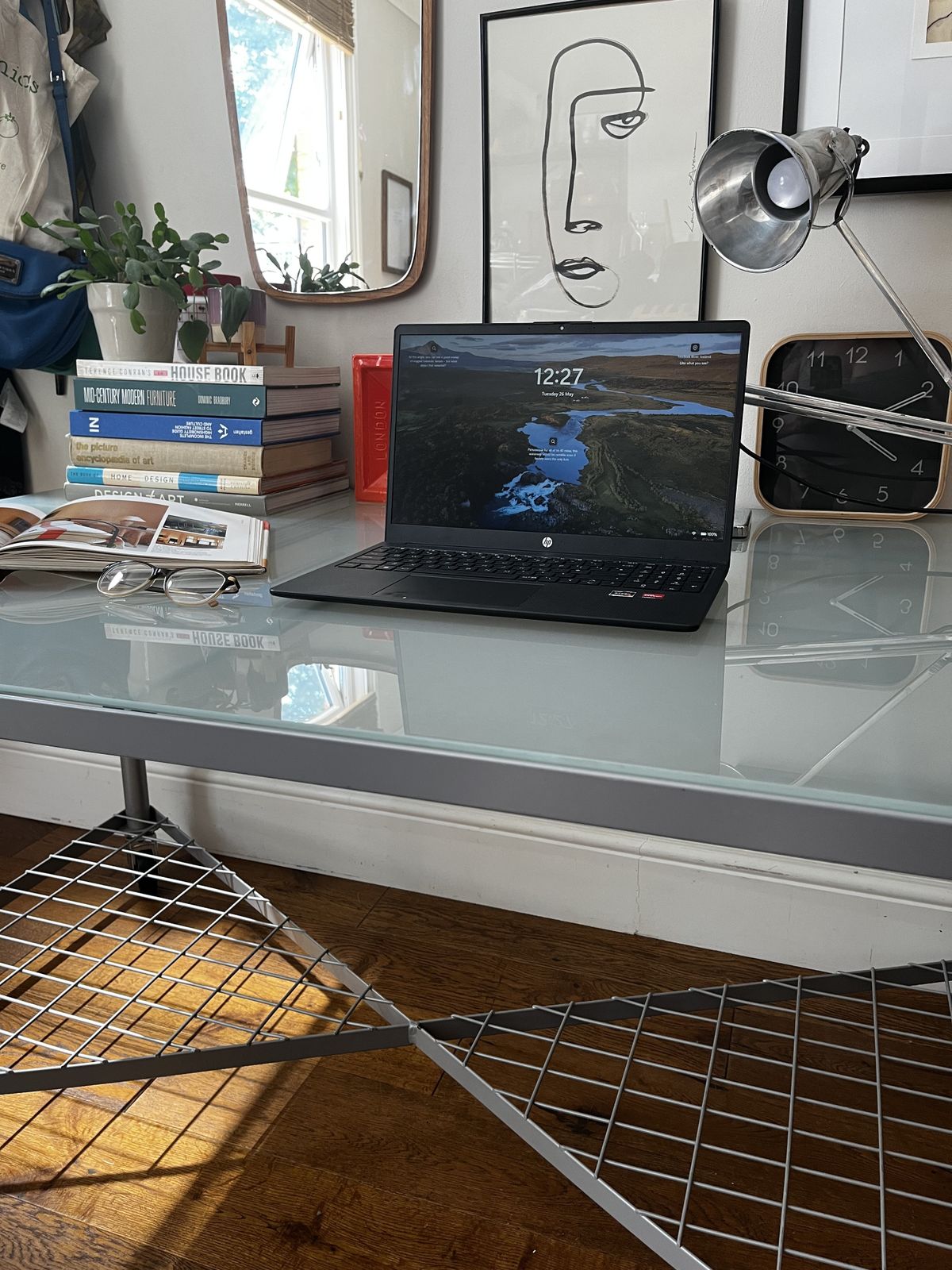 photo vintage Vintage 1990’s Steel & Glass Ikea Moment Desk Designed By Neils Gammelgaard