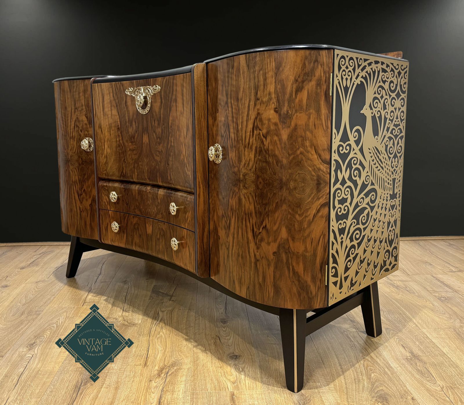 Beautility Cocktail Cabinet Palmer House Hotel Tiffany Peacocks